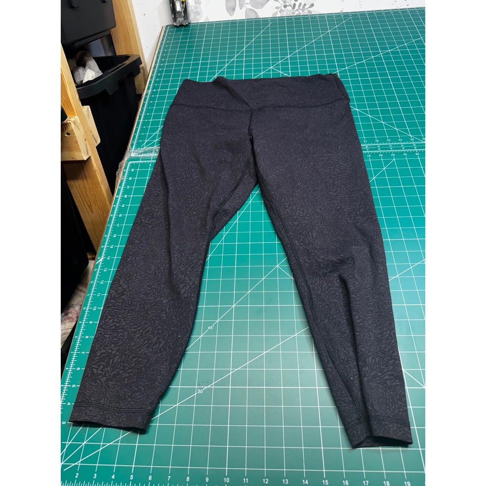 Lululemon High Rise Leggings Grey Black Abstract Print Activewear 4F12